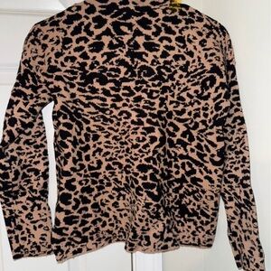 Leopard Print Cowl Neck Sweater